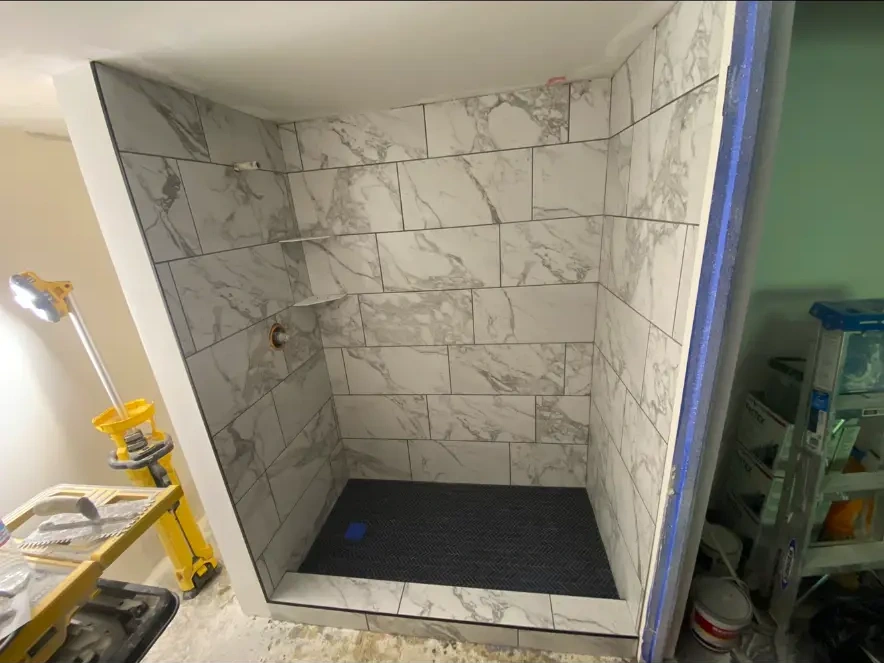 Marble-look shower surround